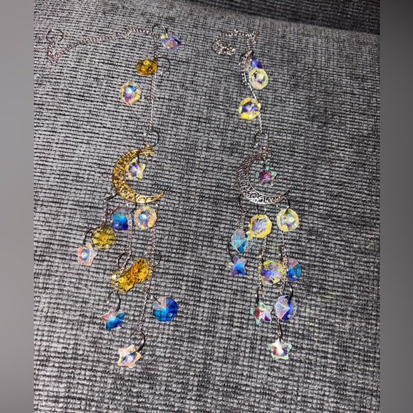 Large Crystal Suncatchers with Silver or Gold Moons and Crystal Stars and Discs - Picture 3 of 7